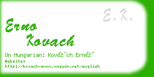 erno kovach business card